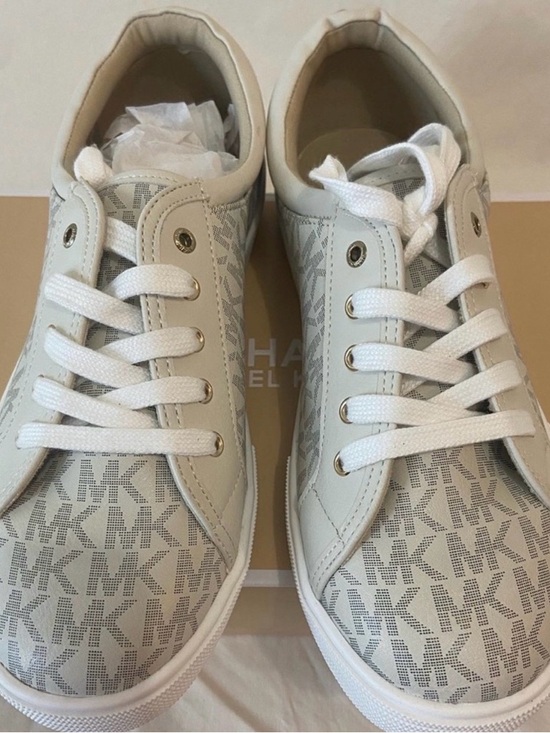 Michael Kors Shoes - Michael Kors Cream/White Logo Low-Top Sneakers
